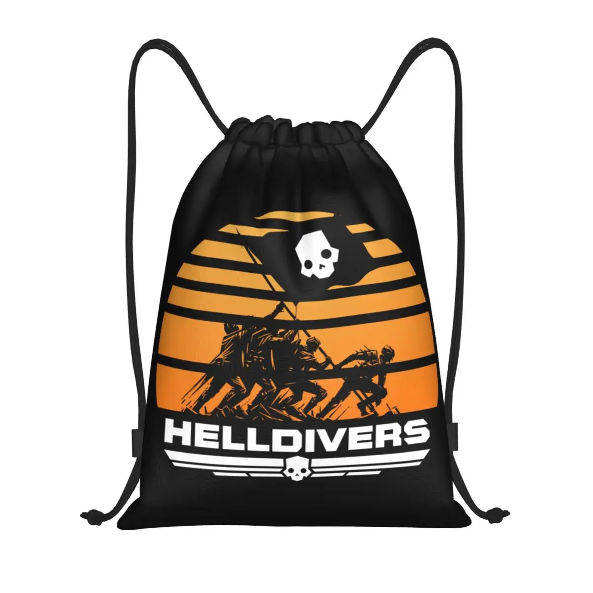 Shooting Games Helldiverss Drawstring Backpack Women Men Gym Sport Sackpack Foldable Shopping Bag Sack
