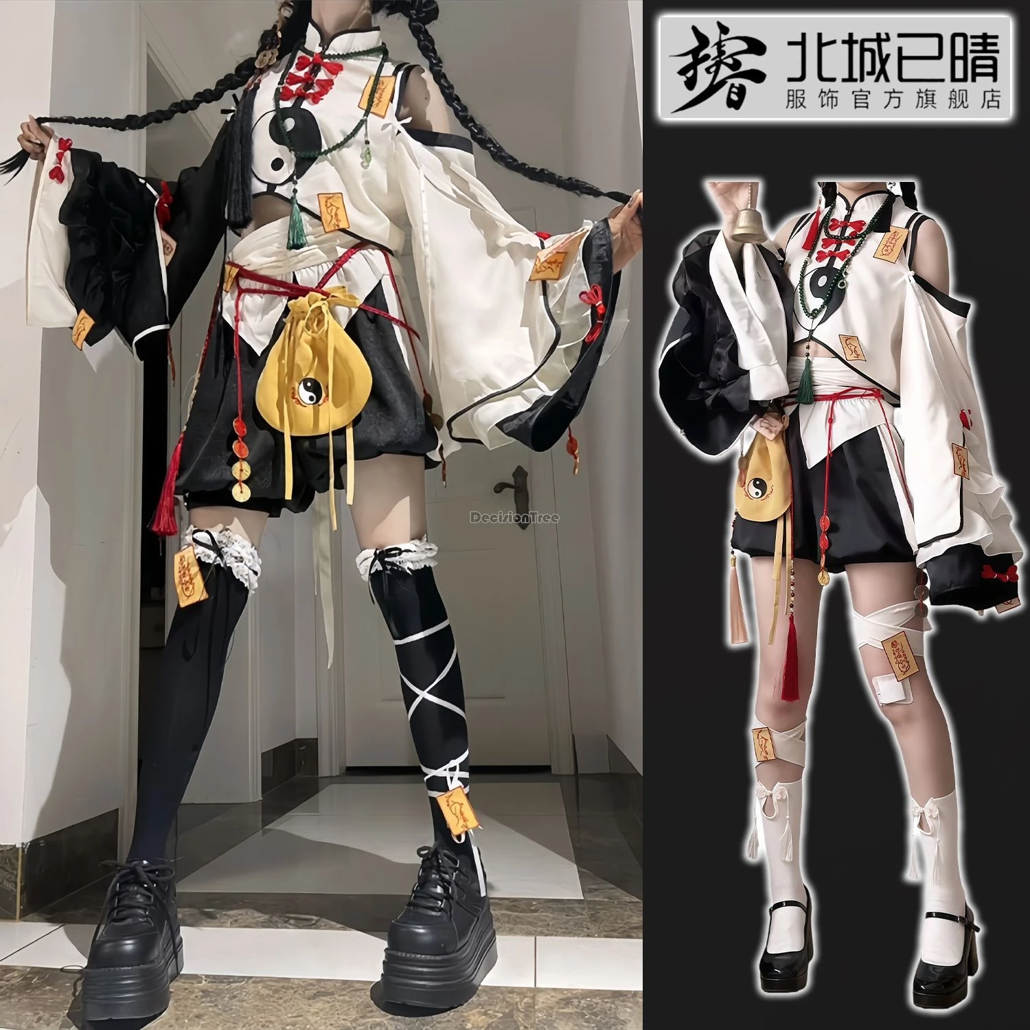 

2025 chinese improved fashion style traditional taoist lolita patchwork design shirt short pants belt women's qipao lolita suit