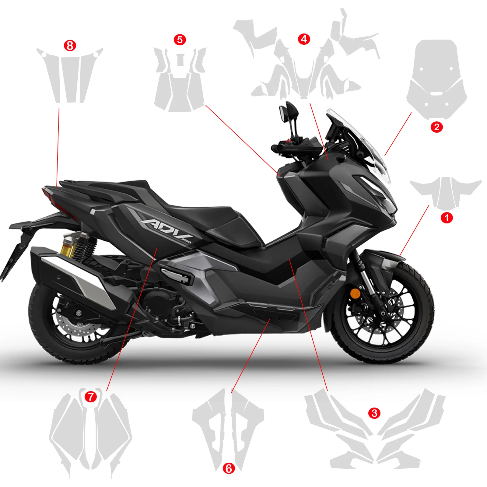 ADV350 TPU Paint Protection Film ADV 350 Transparent Motorcycle PPF Ultra-Thin Anti-scratch Parts Fit For Honda ADV350 2025