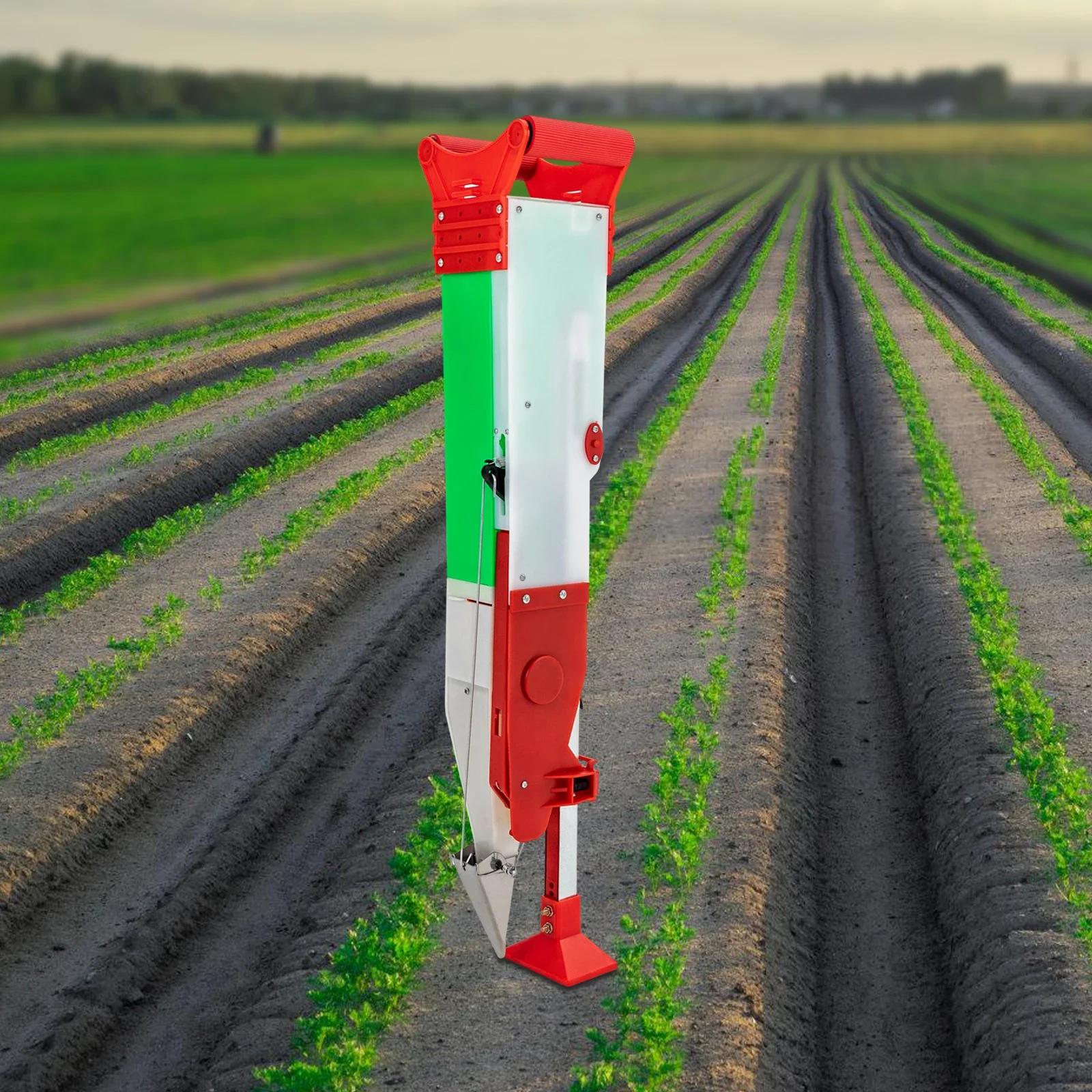 Semoir manuel à tube unique – Outil de jardinière de jardin debout en hauteur et profondeur réglables – Ensemble de plantation de sol pour légumes/fleurs