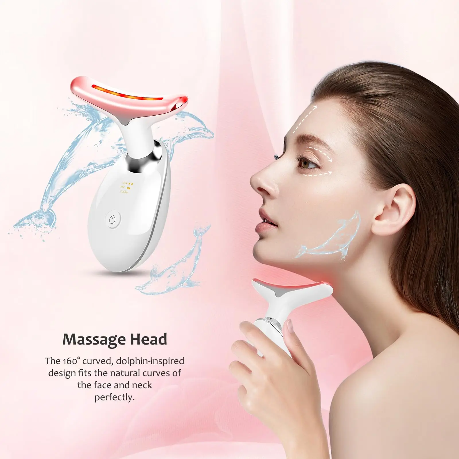 Ferramenta massageadora facial, massageador facial de 7 cores, massageador facial e de pescoço, ferramenta multifuncional de cuidados com a pele facial, massageador facial e pescoço