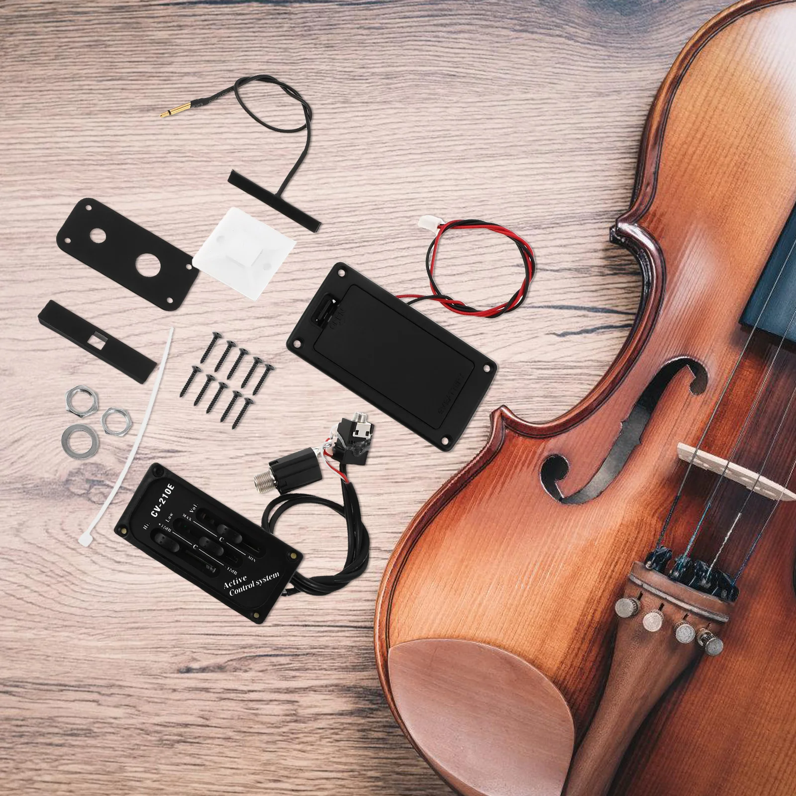 

High Precision Electric Violin Set Soundhole Pickup Shielded Cable Adjustable Equalizer For Stage Studio Durable Pickup Stick
