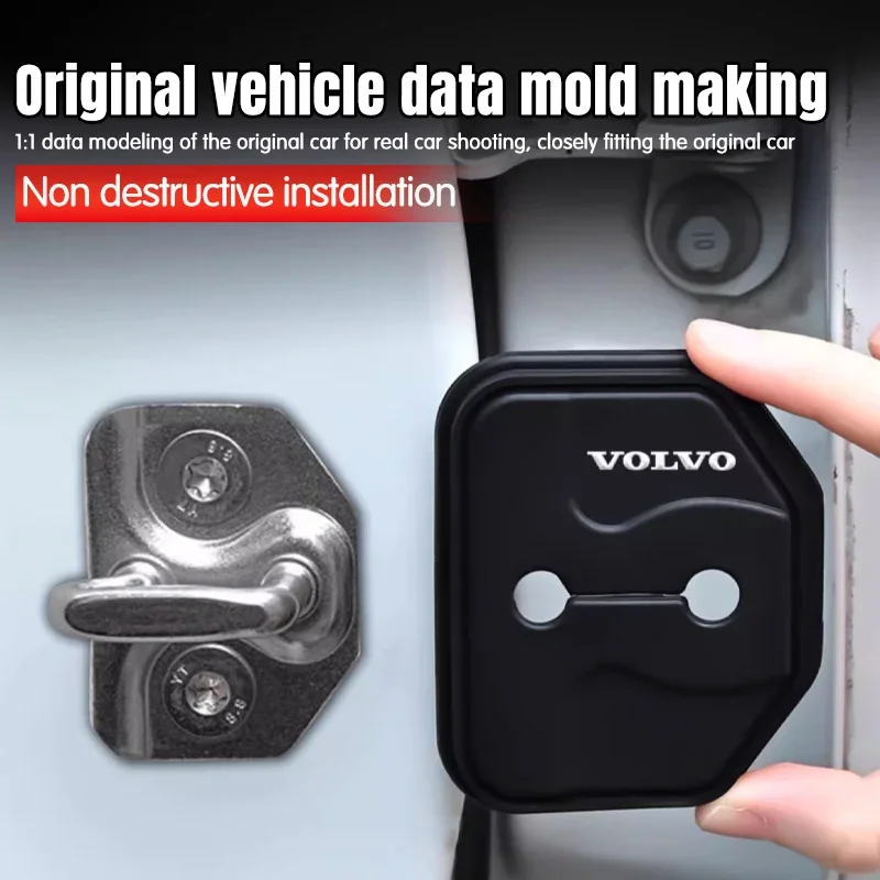 4PCS Silica gel Car Door Lock Cover Protect Buckle Cover Anti Rust Accessories For Volvo S40 S60 S90 XC60 XC90 V40 V50 V60 V90