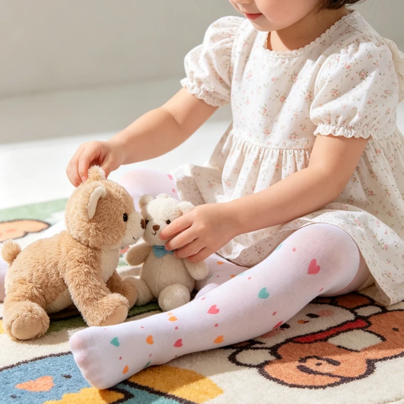 

Cute Children Strawberry Print Tights Summer Thin Soft Pantyhose Breathable Elastic Fashion Lovely Fruit Pattern Print Leggings