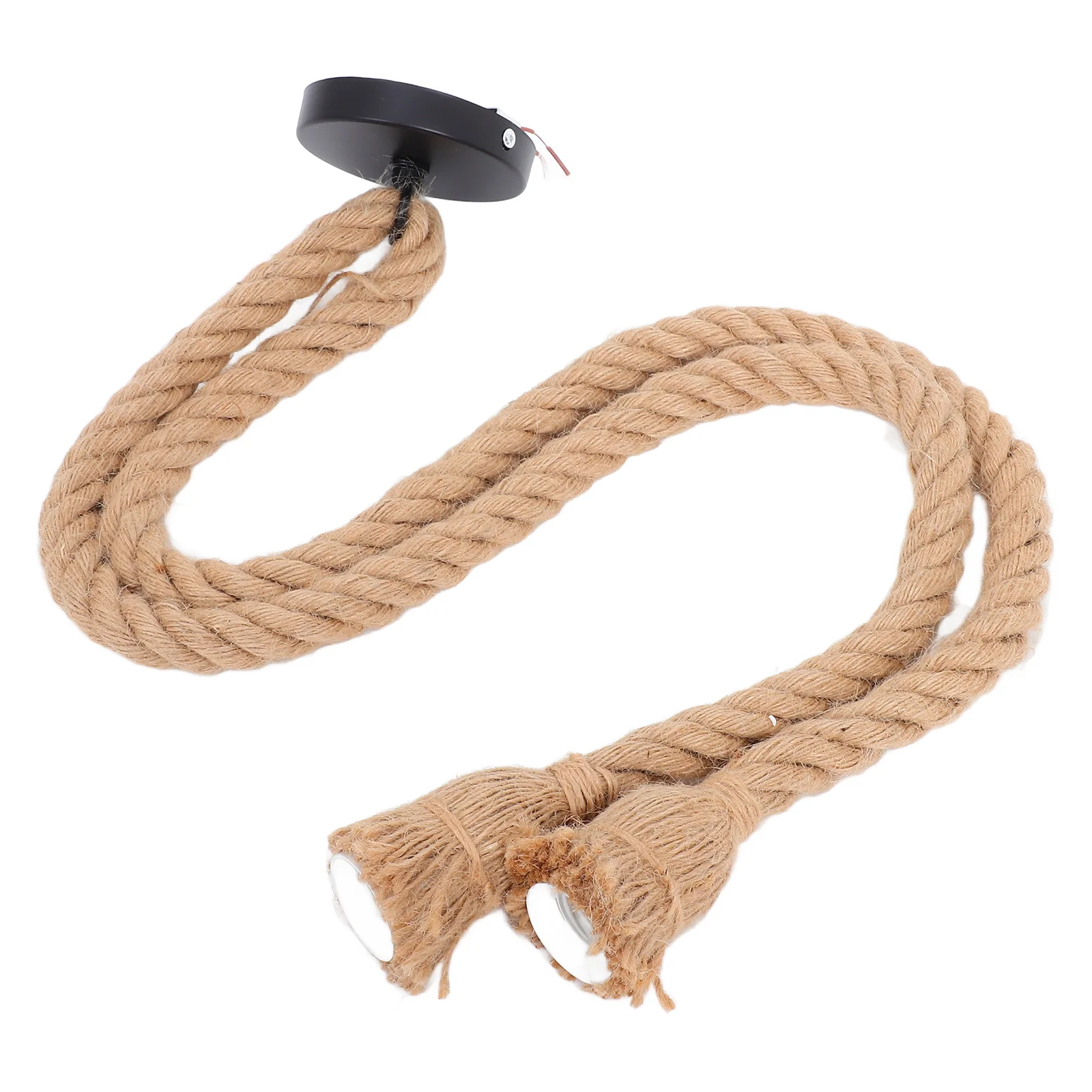 

2-Head Rattan Rope Pendant Light Cord Industrial Hanging Light Fixture Vintage Style for Dining Room Cafe Bar Hanging Lights
