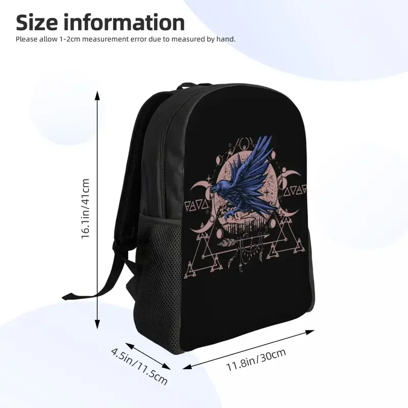 Raven Wiccan-Sacs à dos Mandala pour femmes et hommes, cartable pour étudiants, convient aux sacs pour ordinateur portable de 15 pouces