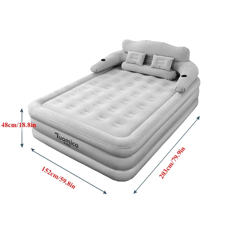 Inflatable Mattress for 2 Persons, Outdoor Air Cushion, 48cm High Bed, Camping Folding Home, Lazy Laying, Soft Skin-friendly