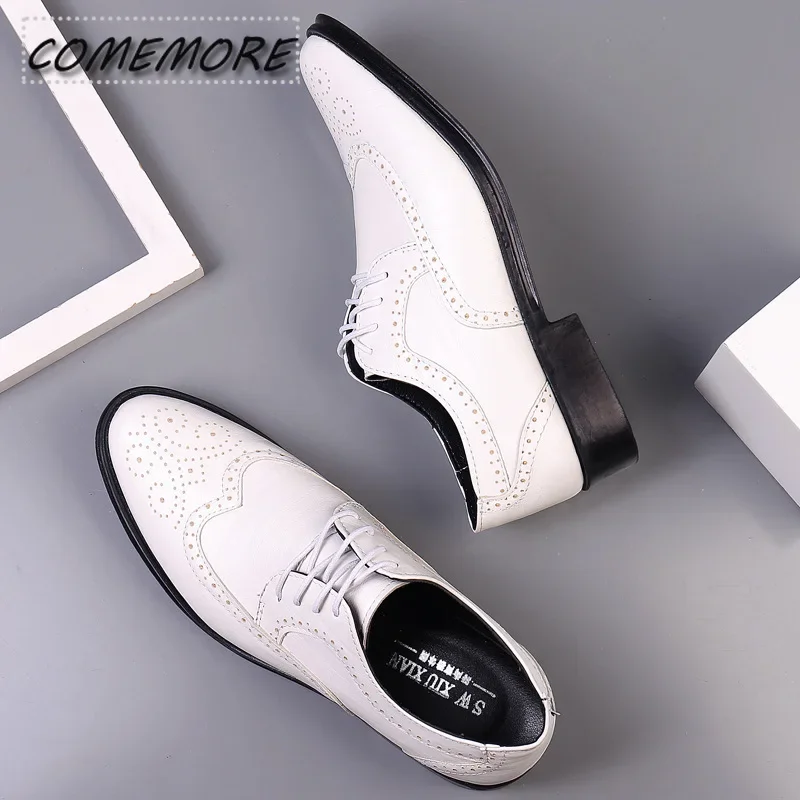 Handcrafted Mens Oxford Shoes PU Leather Brogue Dress Shoes Classic Business Formal Wedding Shoes Man Non-slip Spring Autumn new