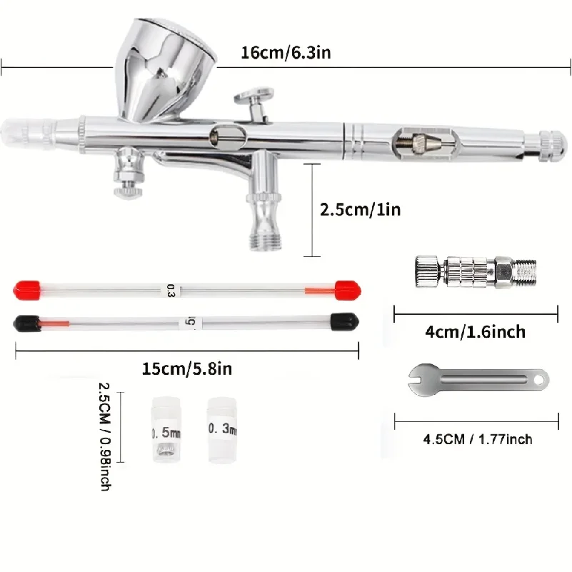 HY180 Dual-Action Gravity Airbrush Kit, 0.2/0.3/0.5mm Nozzles, for Art Painting, Model  Car Paint Repair