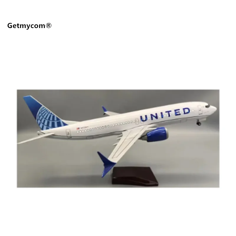 1:85 Scale 737 47CM B737-800 United Airlines Aircraft Model with Base Landing Gear Resin Aircraft Model Ornament For Collection