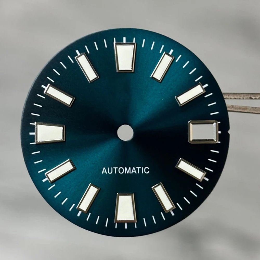 28.5mm Sports GS Logo Watch Dial Single Calendar Frosted Matte Black Blue Green for NH35 Movement 3 o'clock Crown Modification