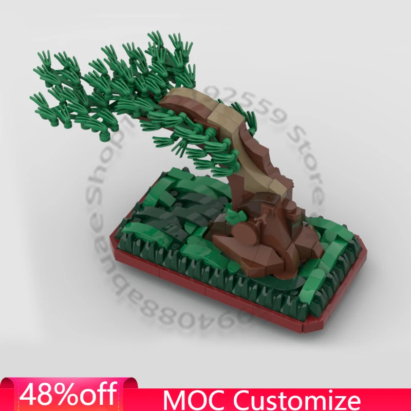 

392 шт. саженцев сосны бонсай в стиле «фукинагаши» («ветропрежденные»). Модульный конструктор MOC для самостоятельной сборки: подарки для мальчиков на праздники