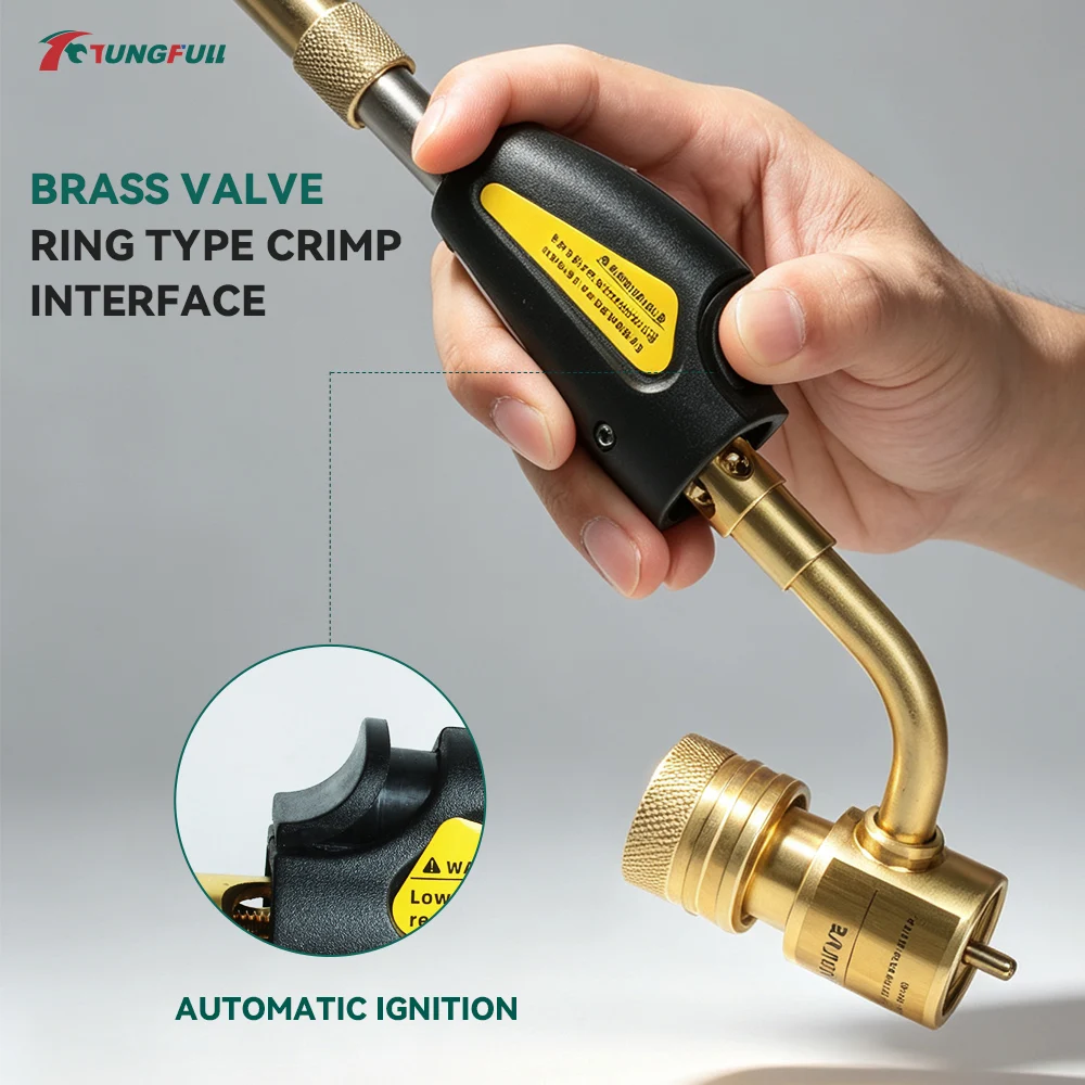 Propane Gas Torch Welding Torch Brass Handheld Blow Torch for Soldering Copper Pipe Air Conditioner Repair BBQ Heating Camping W