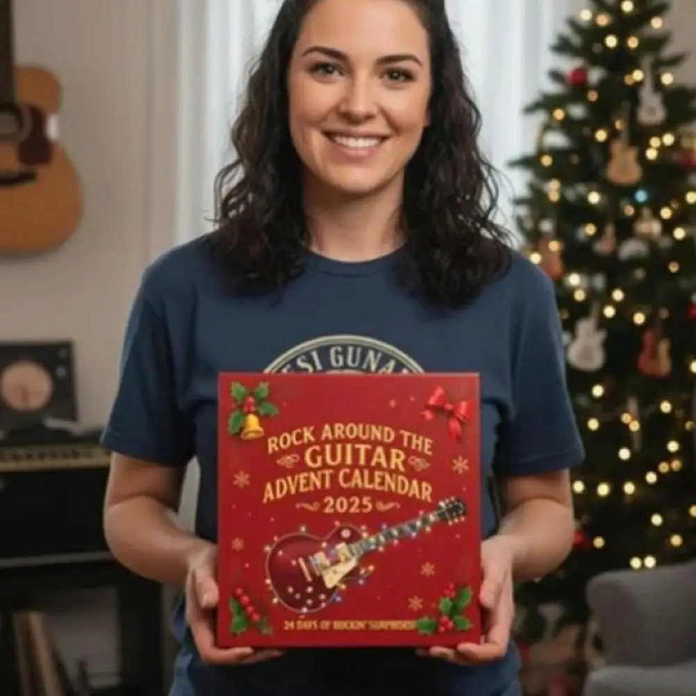 صندوق أعمى 24 يوم العد التنازلي مفاجأة الغيتار الصغير زخرفة تنوعا عطلة الديكور الاكريليك روك الغيتار تقويم القدوم #3