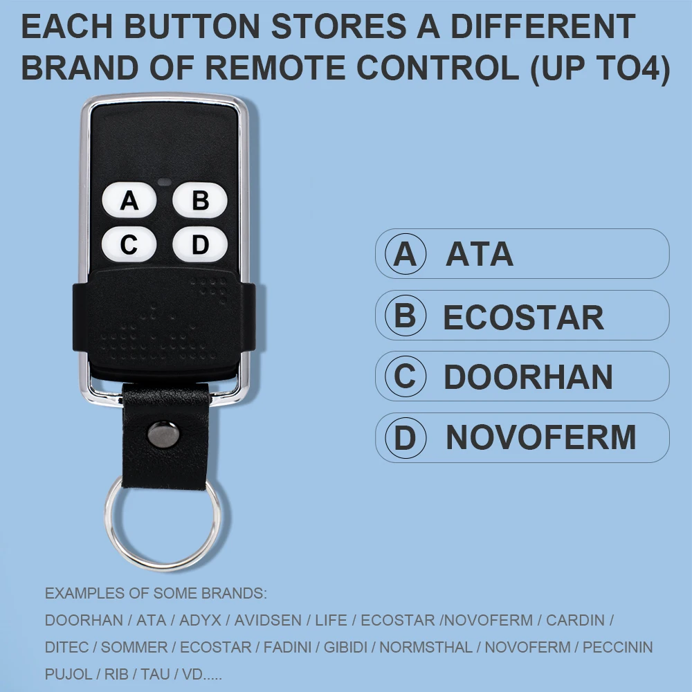 Clon JCM GO 2 4 EVO2 EVO4 PRO2 PRO4 MUV2 MUV4 MUVPRO2 MUVPRO4 868MHz Control remoto para puerta de garaje JCM transmisor abridor de puerta