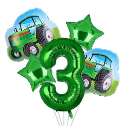 5Pcs/kit Big Tractor Helium Balloons 32inch Number Foil Balloon Farm Theme 3rd 4th 5th Birthday Party Supplies Baloons Decor