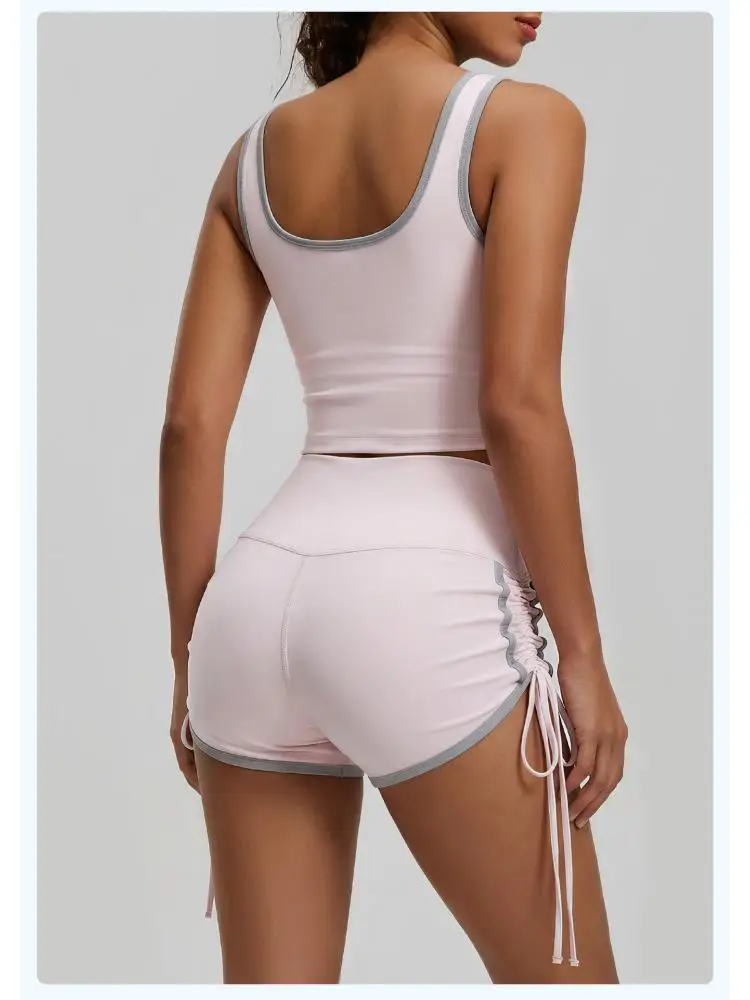 Women High Waist Yoga Shorts Side Drawstring Ruched Workout Athletic Gym Fitness Sports Shorts