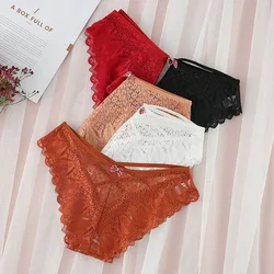 European Style Panty Women's Underwear Sexy Lace Panties Girls' Fashion Crossover Briefs Mid Waist Seamless Underpants Lingeie