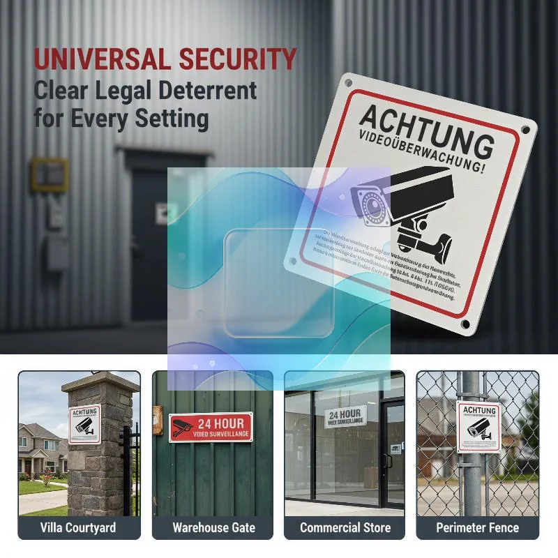 24 Hour Video Surveillance Security Sign Durable Metal CCTV Warning Plate Rust Resistant Alert Plaque for Small Business