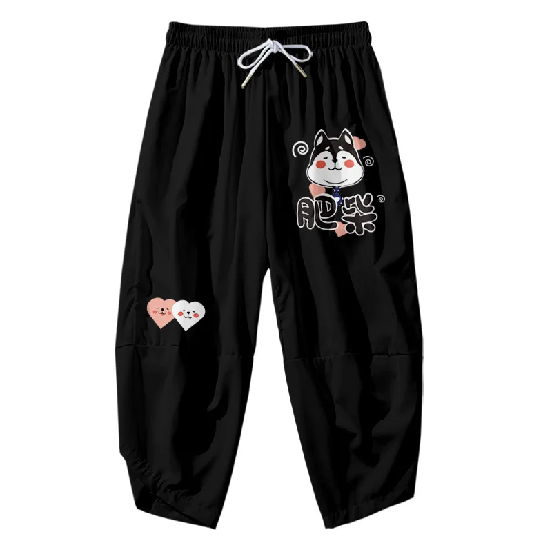 Cute Dog Shiba Inu Print Harem Pants Fashion Men Loose Traditional Asian Haori Trousers Japanese Streetwear Kimono Pants