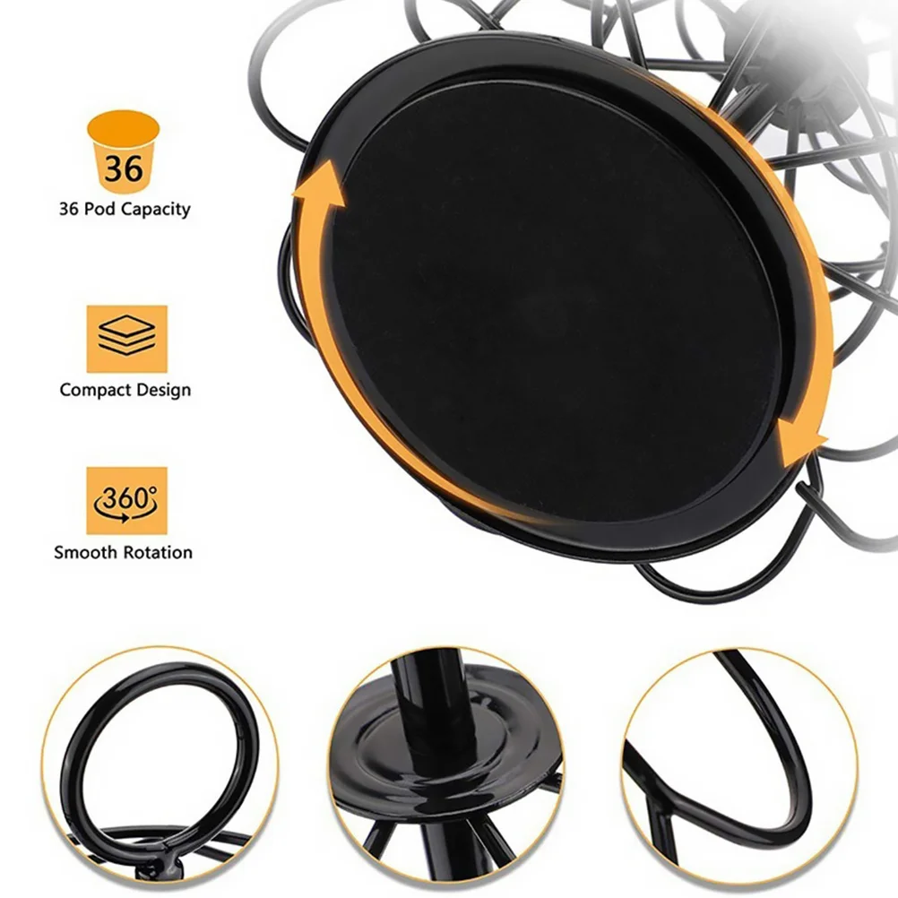 

1Pcs Metal Coffee Capsule Storage Rack 4 Floor 360 Degree Rotating Organizer Holds 36 Capsules Smooth Turntable Design for Home