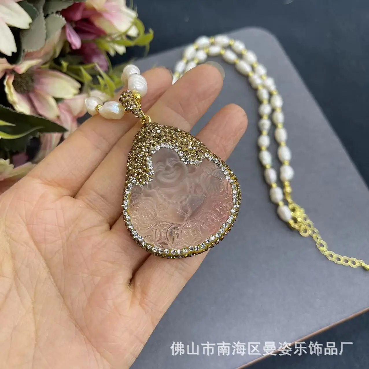 DIY accessories New white crystal baroque pearl crystal sweater chain, fashionable original natural stone jewelry processing and
