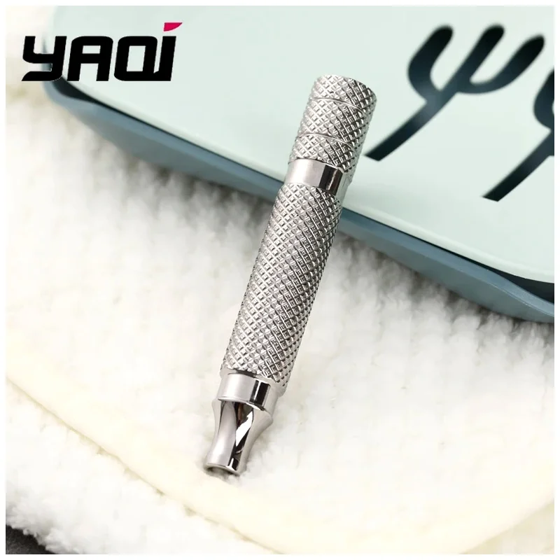 YAQI 2026 Men Safety Razor Handle Noble Polished Titanium Wet Shaving Razor Handle for Mens Classic Wet Shave Grooming