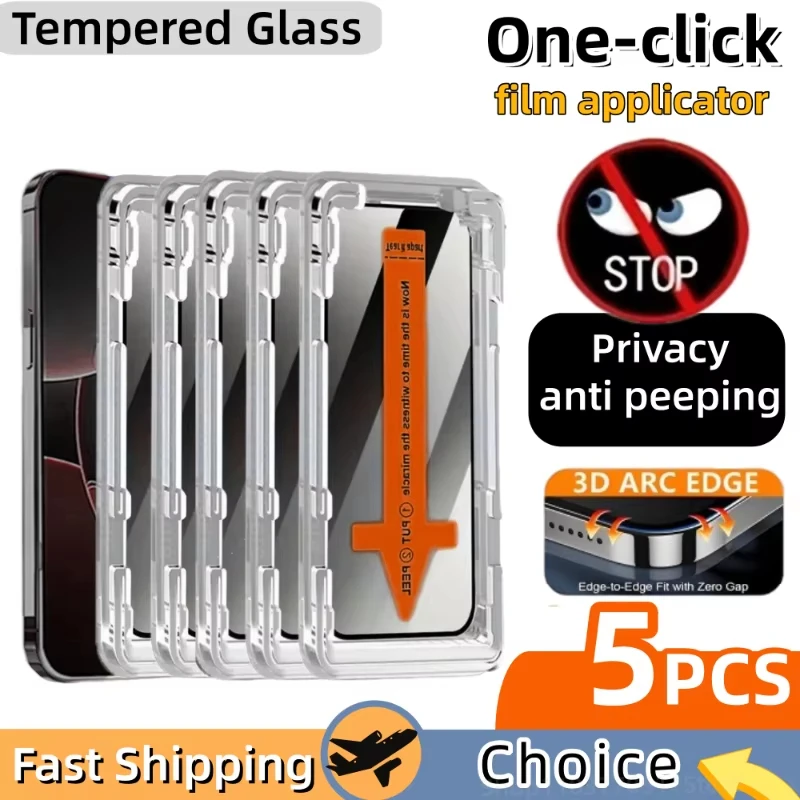 

5/1pcs Dust Free Easy Install Privacy Screen Protector Tempered Glass For Xiaomi Poco F7 Poco F7 Pro Anti Spy Protective Glass