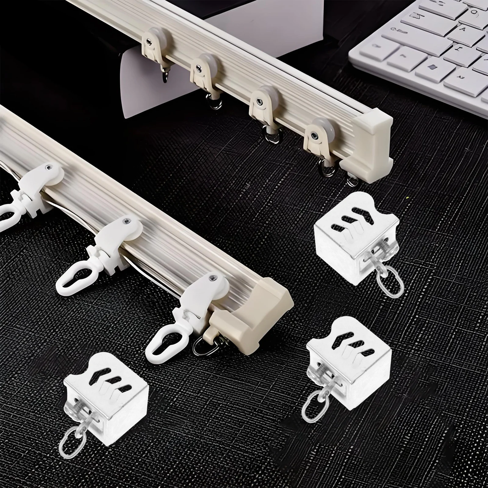 

12Pcs Stainless Steel Curtain Track End Caps Easy Install Ceiling Wall Mount Curtain Rod End Stops for Room Divider Window