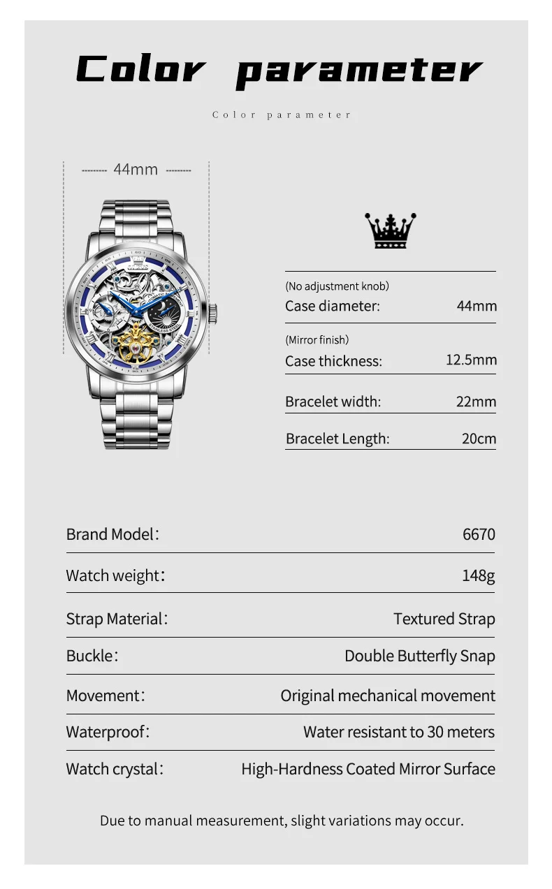 OLEVS 6670 Original Man Watch Hollow Flywheel Moon Phase Automatic Mechanical Watches for Men Waterproof Luminous Men's Watches gallery 5