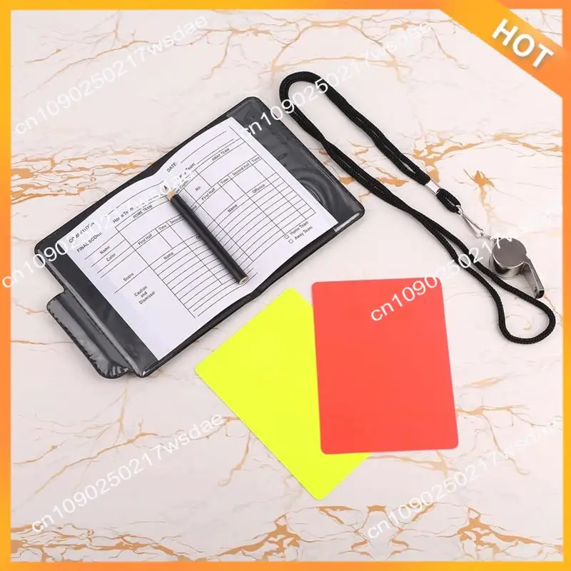 Kit de árbitro de fútbol X08A, kit de árbitro de fútbol de advertencia incluye tarjetas amarillas y rojas, silbato de sonido fuerte y nítido con cordón