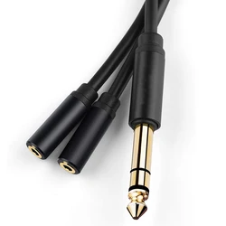 6.35mm 1/4 Cal TRS do podwójnego 3.5mm Adapter gniazda Jack 6.35 1 do 2 Y kabel splittera przewód Audio Aux do wzmacniacza głośników mikser słuchawkowy