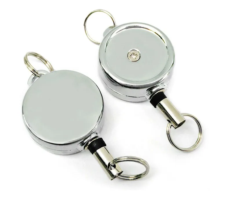 5pcs/set Round Zinc Alloy Retractable Badge Reels Gold Silver ID Name Cards Buckle Clip Key Chain Badge Hospital Office Supplies