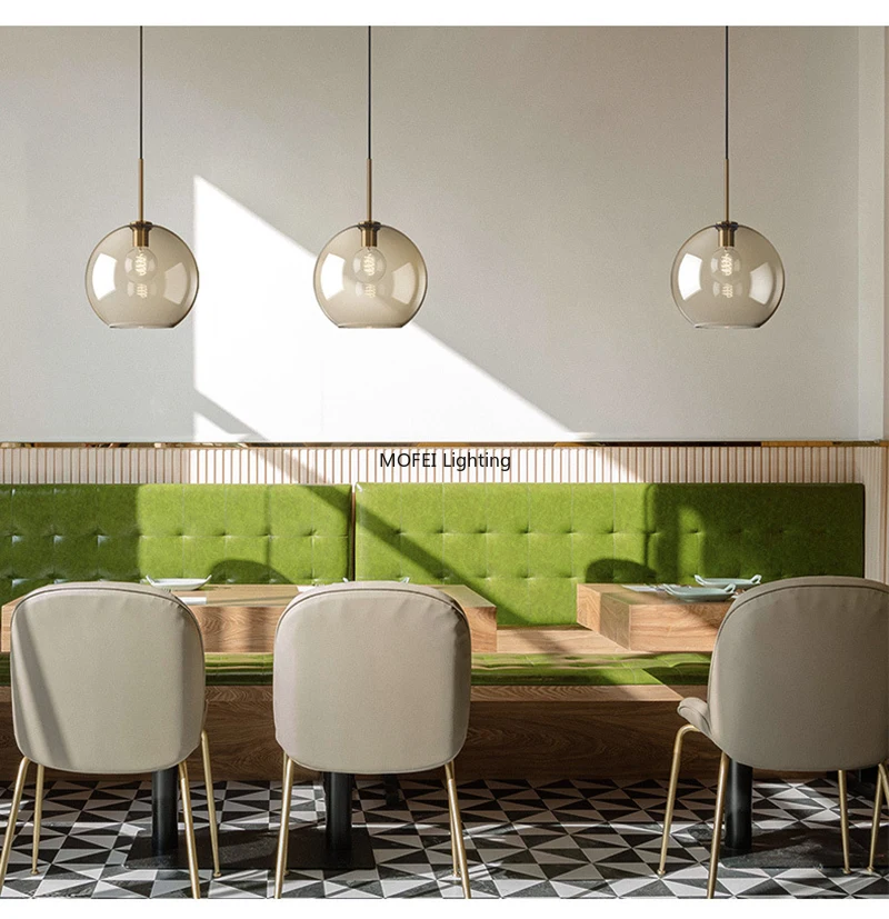 Art Industrial Retro E27 Glass Pendant Light Nordic Loft Chandelier Kitchen Restaurant Minimalist Hanging Lamp Suspension LED
