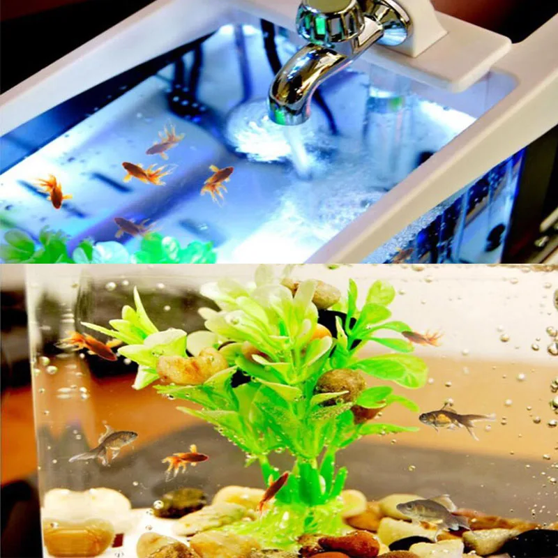 NUOVA lampada da tavolo USB mini ciotola per pesci rossi piccola acquario ecologico multifunzionale decorazione per ufficio acquario orologio luce notturna