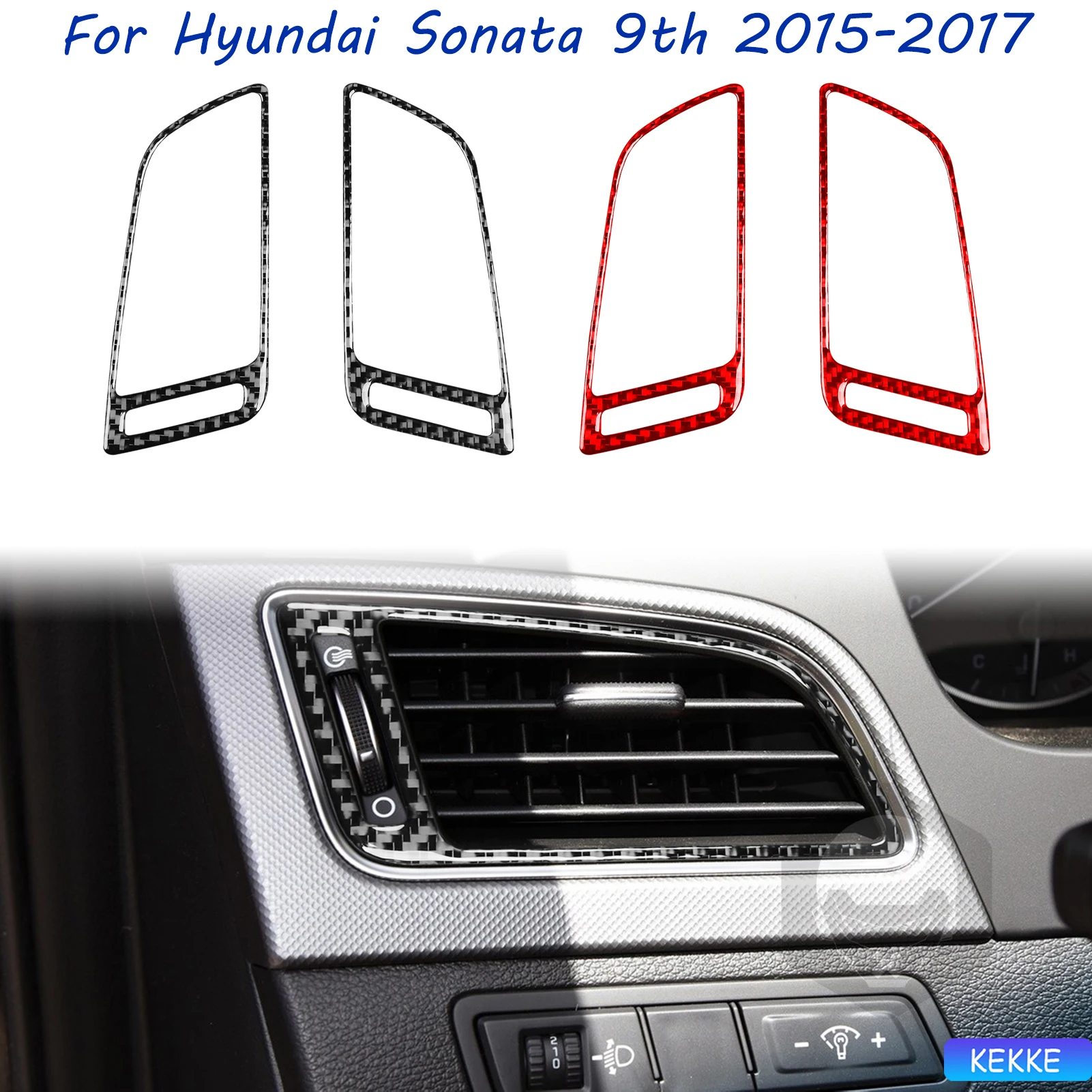 

For Hyundai Sonata 9 2015 2016 2017 Main Driving Air Outlet Real Carbon Fiber Sticker Car Interior Accessories