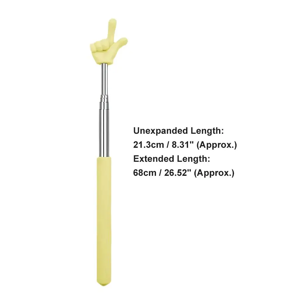 1Pc Telescopic Rod Finger Design Stainless Steel Teaching Pointer Teaching Stick Classroom Finger Pointer School Office Supplies