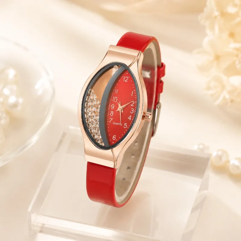 Elegant Floating Crystal Ladies Watch Luxury Oval Dial Women's Quartz Watch Luxury Daily Wear Jewelry Gift for Woman Reloj Mujer