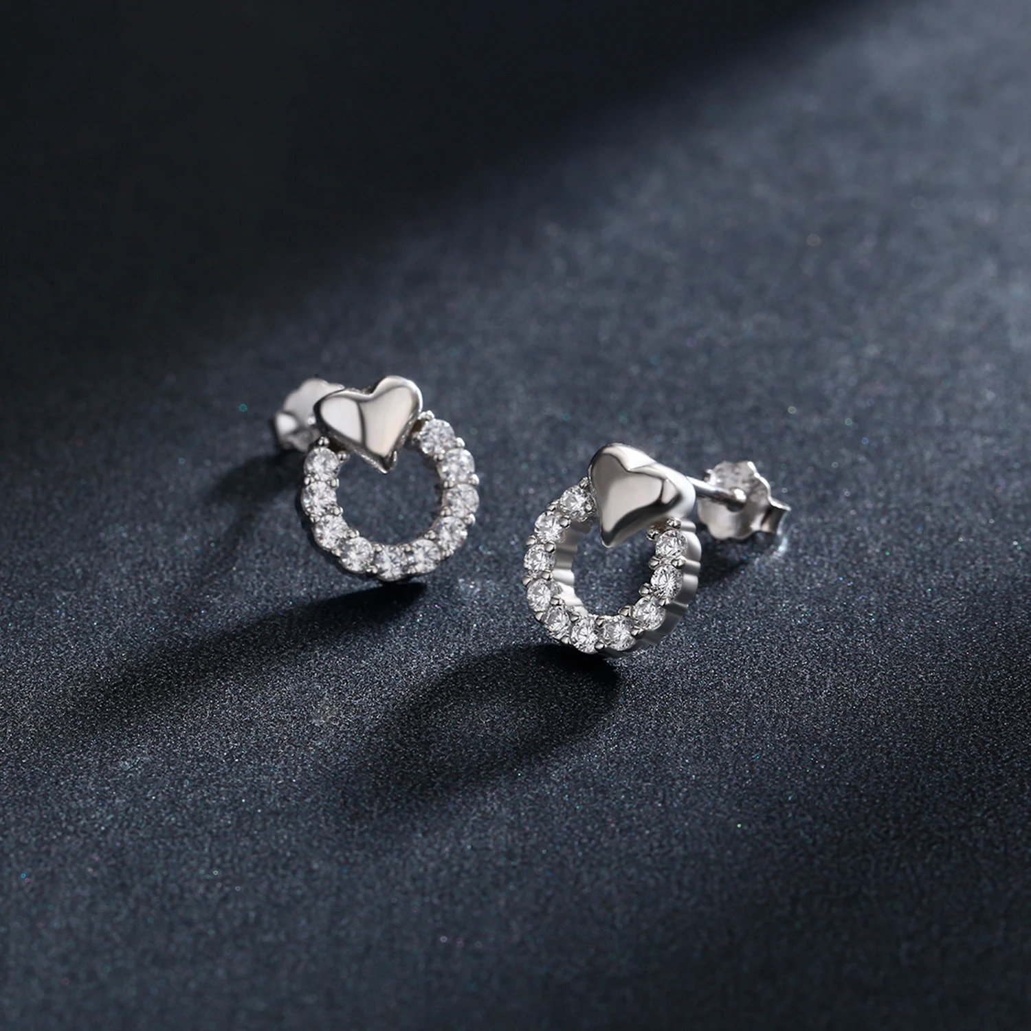 MODIAN Sweet Heart Earrings For Women 925 Sterling Silver Delicate Cubic Zirconia CZ Wedding Statement Ear Studs Fine Jewelry - view 5