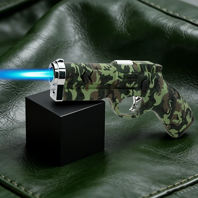 

New Butane Gas Lighter Blue Flame Windproof Inflatable Lighter Metal Lighter Cigarette Accessories Men's Small Gifts Small Tools