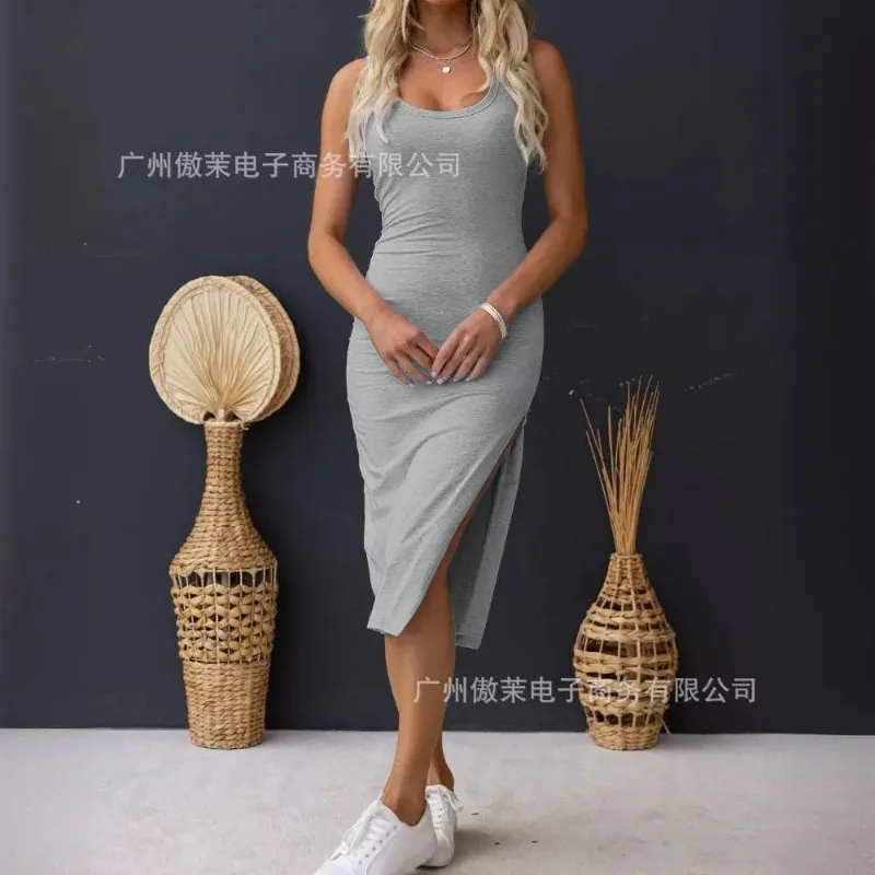 Stylish Temperament 2024 Spring Summer New Women's Clothing Solid Color Sexy Sleeveless Tight Casual Skirt Independent Design