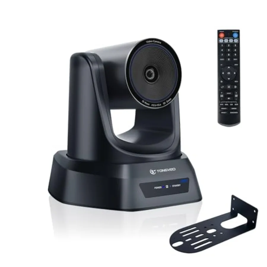 Church worship live streaming meeting PTZ camera with 4K resolution, aluminum alloy body, black color, AI auto tracking and 3X