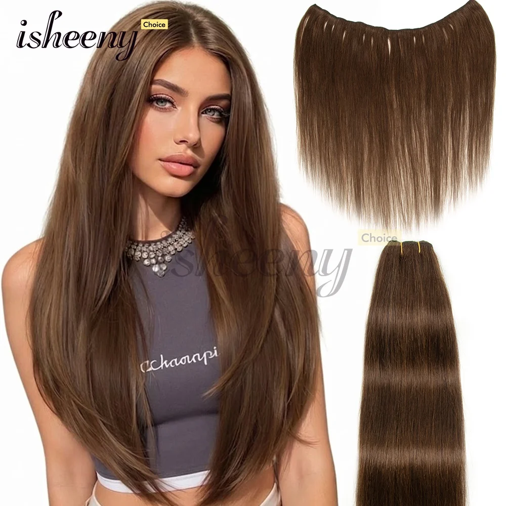 50g/pack Real Human Hair Weft Highlight Blonde Straight Machine Remy Double Weft Hair Bundles Sewing In Hair Weaves For Women