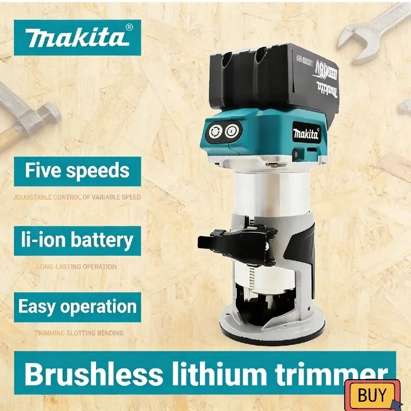 

Makita DRT52 Cordless Trimmer Brushless Rechargeable Woodwork Engraving Milling Portable Slotting Tool for Wood Trimming
