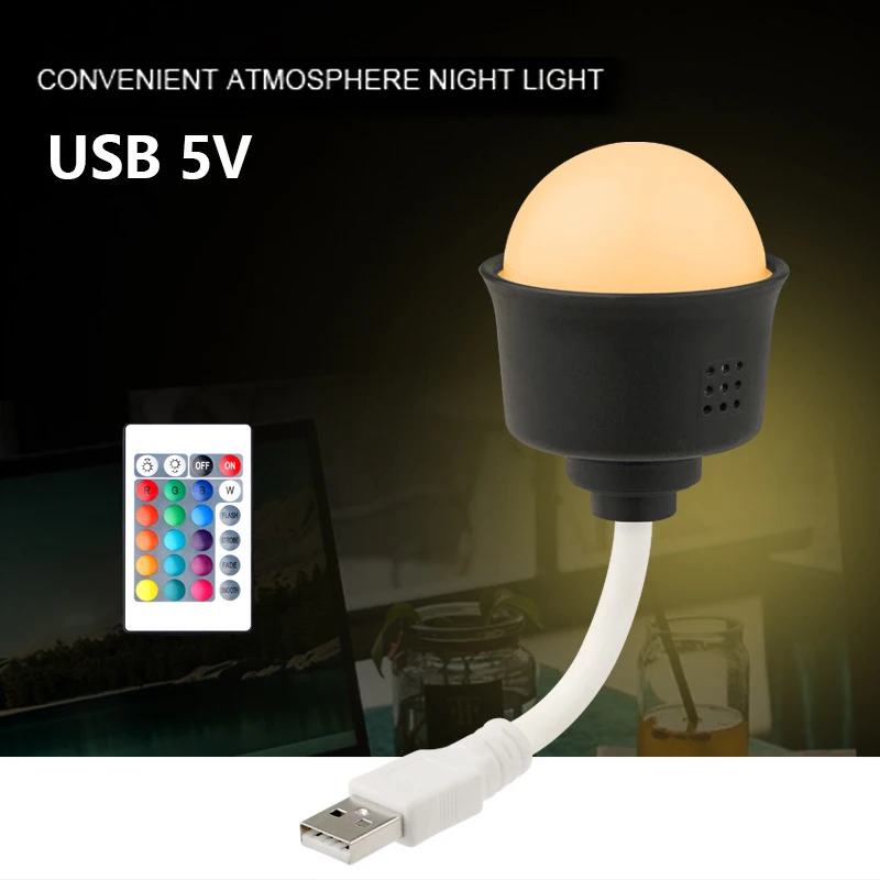 USB RGB Led Night Light 4W/5V Energy Saving Remote Control Atmosphere Lamp Portable Mood Light For Room Decor Christmas Gift