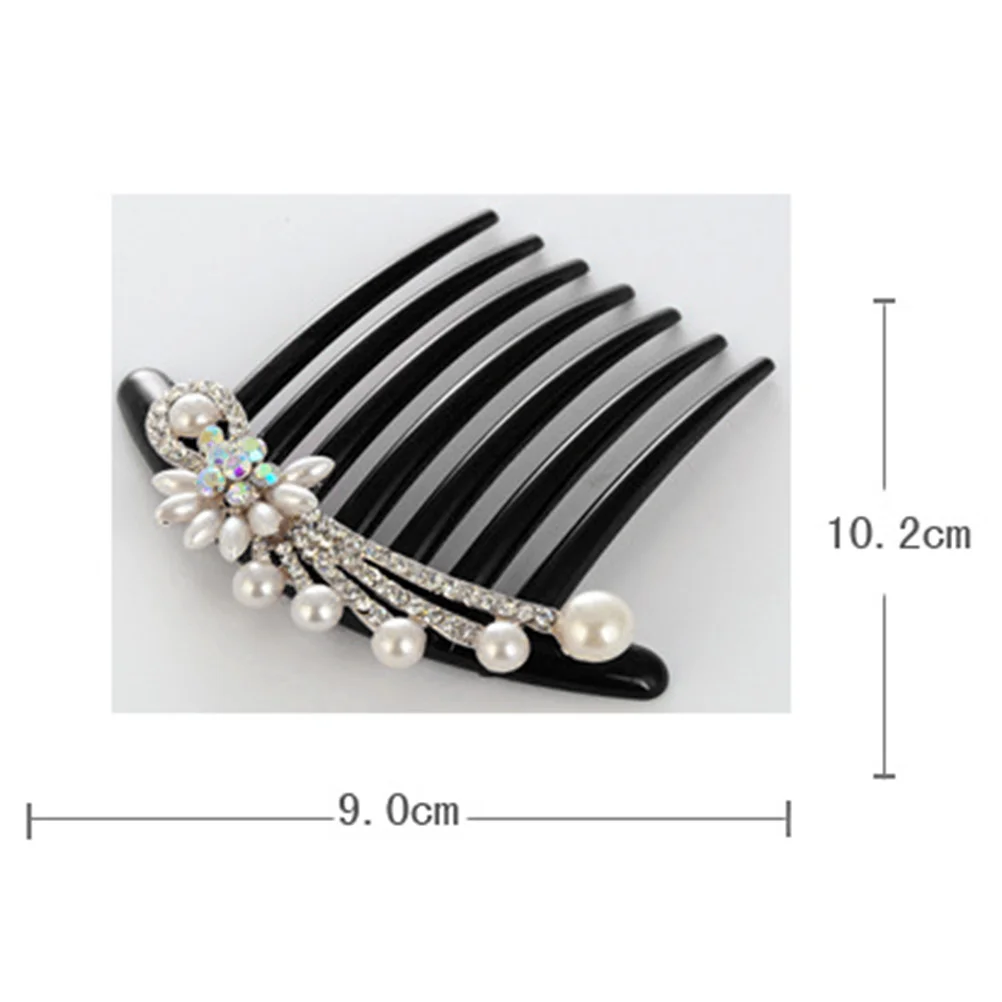 مشط شعر لؤلؤي لؤلؤي تقليد عصري مع مشبك شعر كريستالي لامع لحفلات العروس ونزهات الكنيسة والنزهات #5