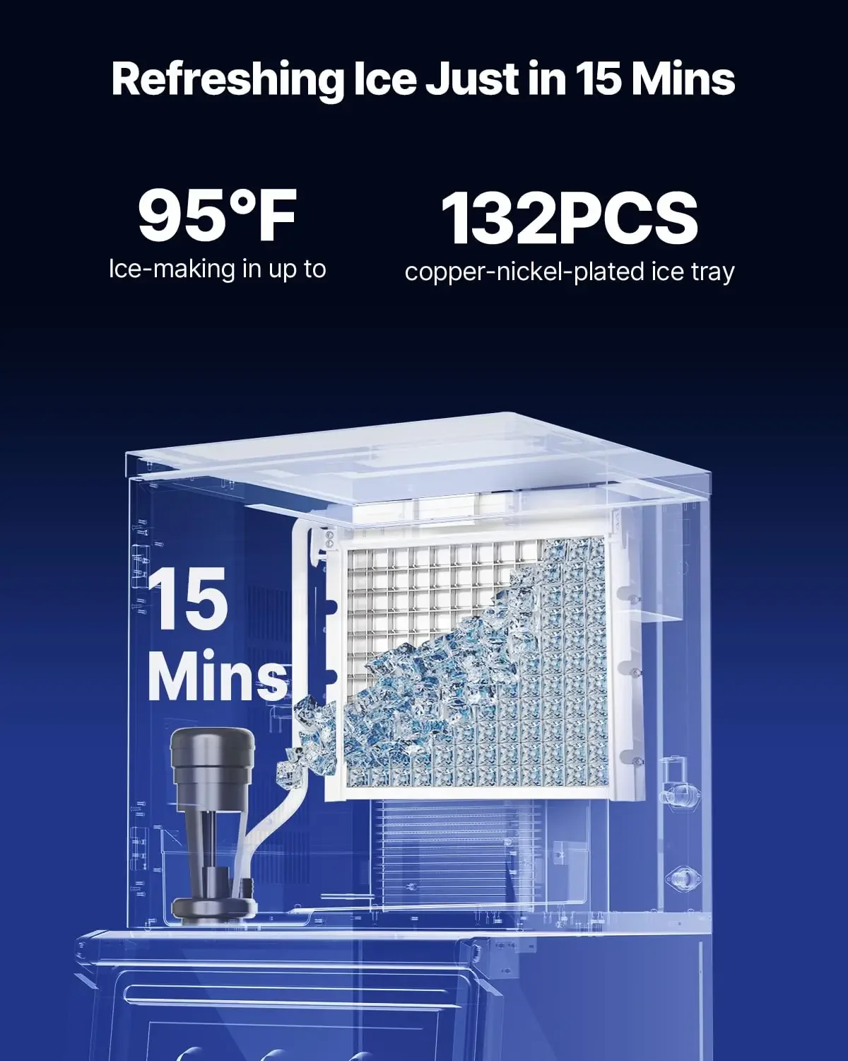 Commercial Ice Maker Machine - Head, 300 Lbs/Day Stainless Steel Ice Machine with Scheduled Ice-Making, Self-Cleaning