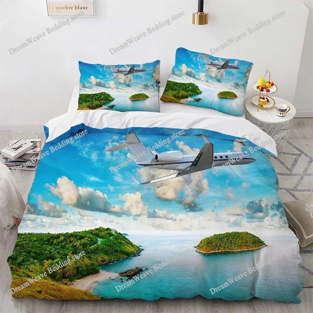 

Fashion 3D Printed Airplane Plane Bedding Set Cartoon Duvet Covers with Pillowcases Soft Bedclothes Custom Bed Linen Drop Ship