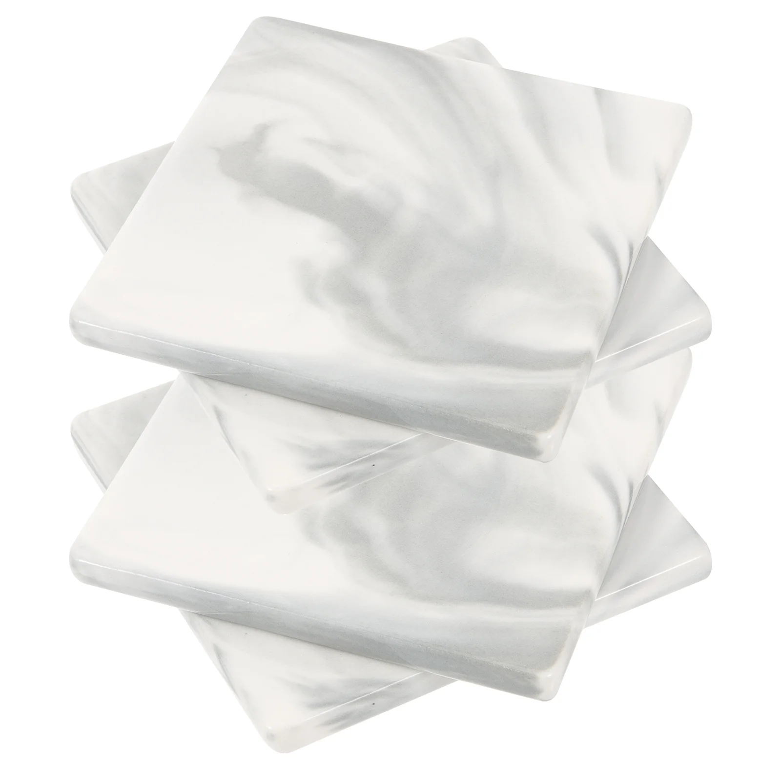 

4Pcs Decorative Marble Coaster Set Sturdy Ceramic Cup Pad Anti-Skid Heat Insulated for Office Home Party Use Modern Desktop Home