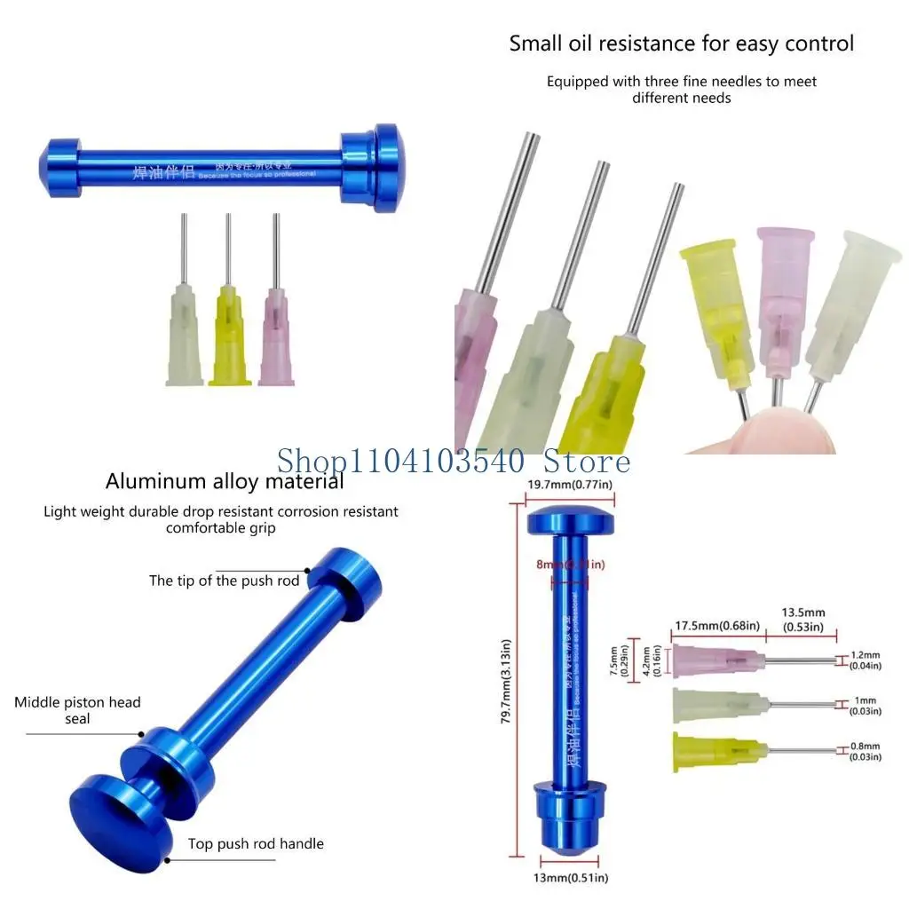 02DC Aluminum Alloy Manual Syringes Dispenser Plunger Tool BGA Solders Flux Pastes Booster for UV Solders Mask Ink Welding